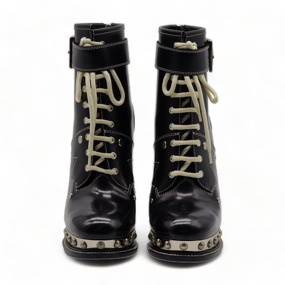 Alexander McQueen Leather Rivet Heeled Boots - Picture 4 of 6